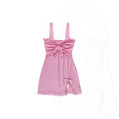Cute lace-up slit suspender dress  HA0516 - Image 5
