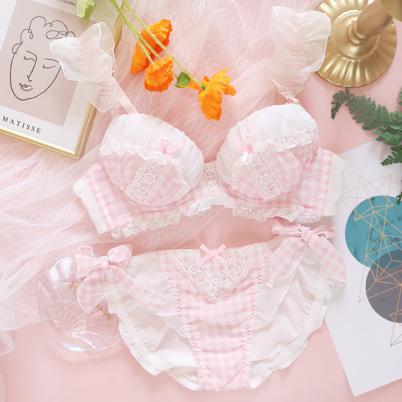 Cute Loli Plaid Bra Set  HA0401 - Image 3