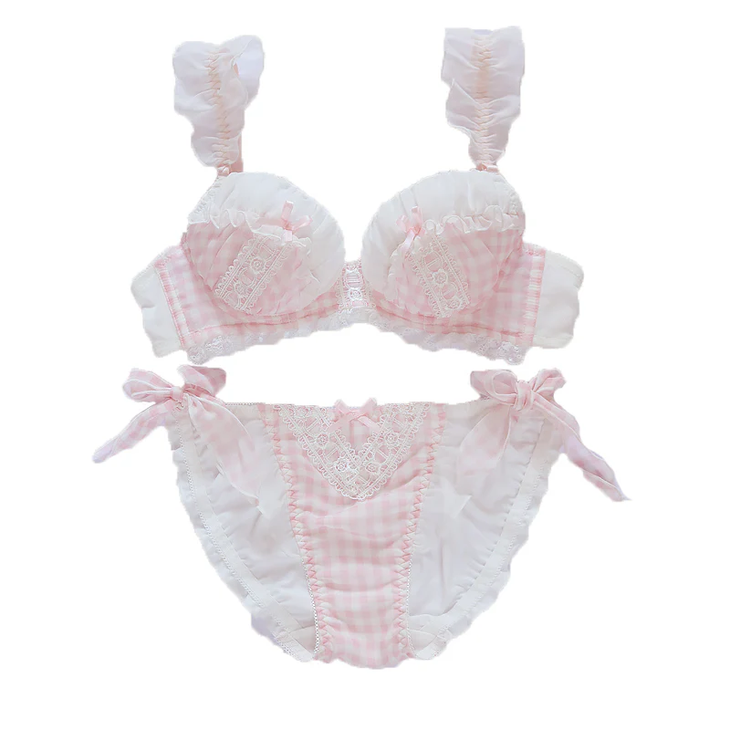 Cute Loli Plaid Bra Set  HA0401 - Image 4