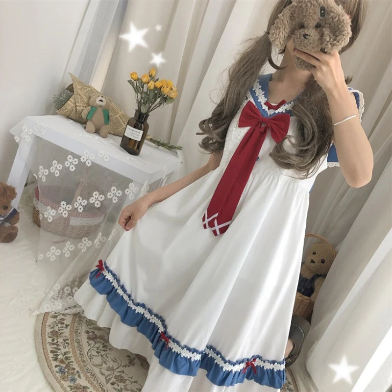 Cute Lolita Dress with Navy Collar    HA0696 - Image 3