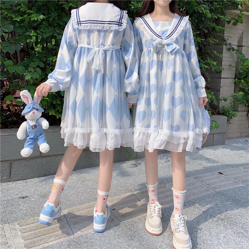 Cute Navy Long Sleeve Dress HA1469 - Image 5