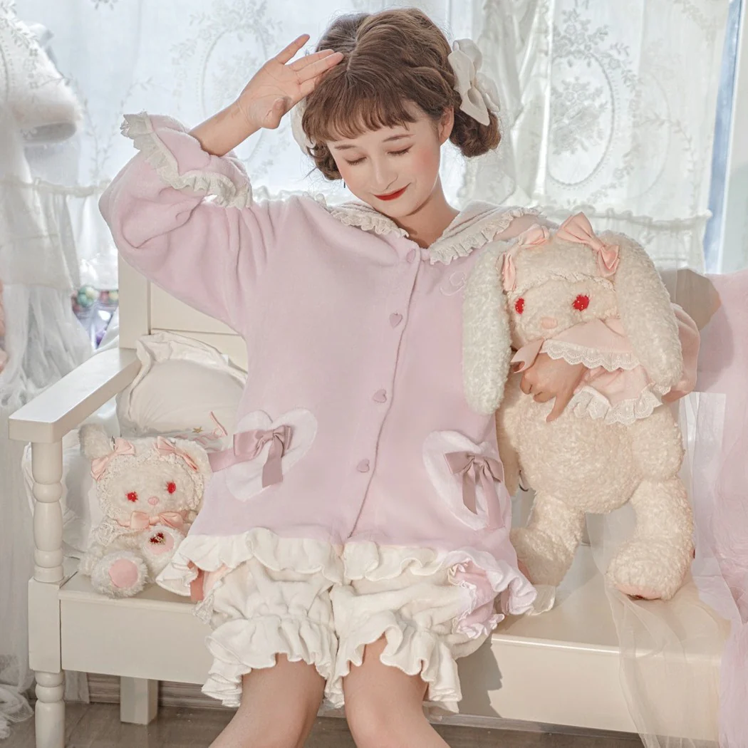 Cute Navy Neck Pajamas Loungewear   HA1482 - Image 4