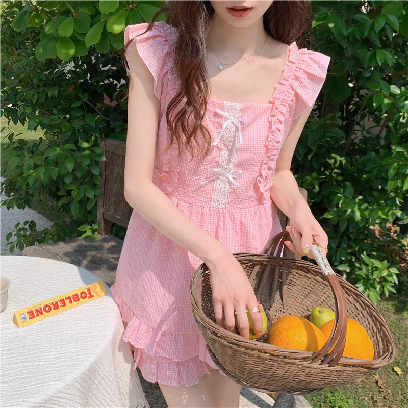 Cute pale pink pajamas nightdress loungewear   HA0833 - Image 5