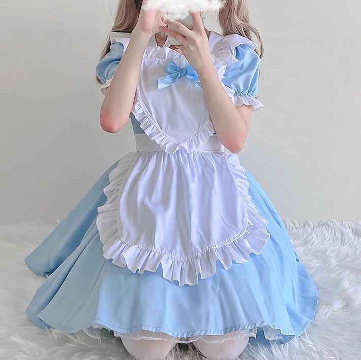 Cute Pink Blue Dress Short Sleeves    HA0533 - Image 2