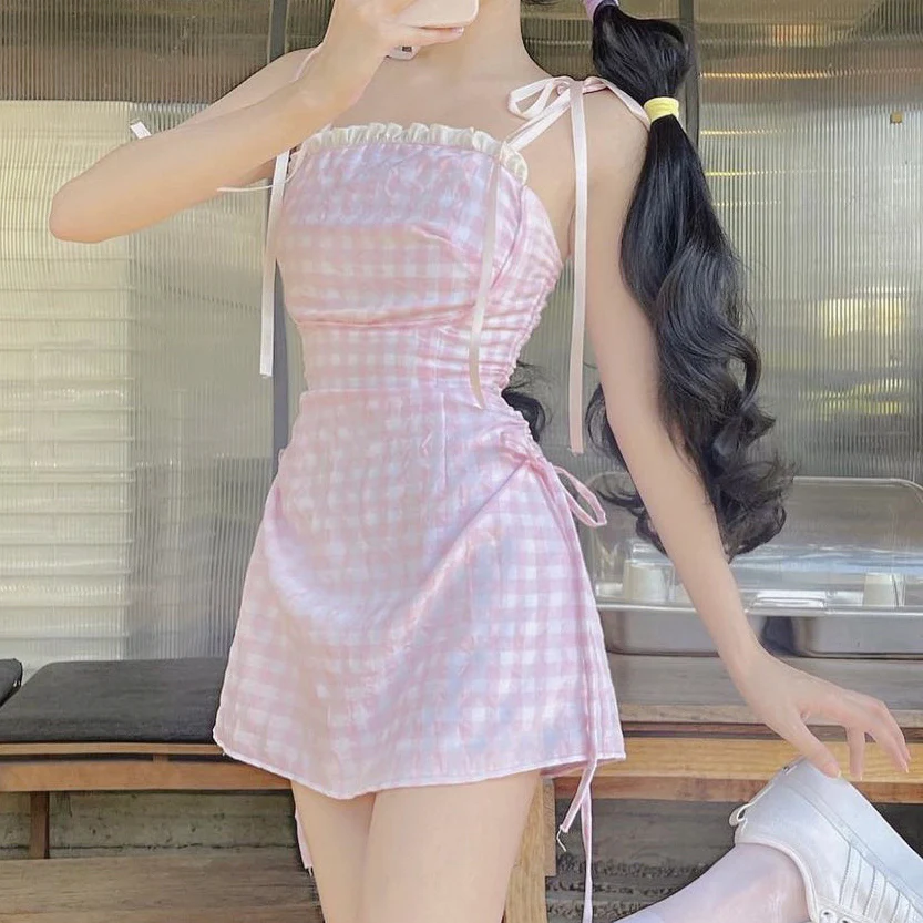 Cute Pink Check Dress    HA2044 - Image 2