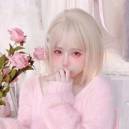 Cute platinum blonde short straight hair HA0415 - Image 2