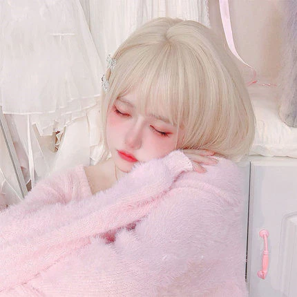 Cute platinum blonde short straight hair HA0415 - Image 3