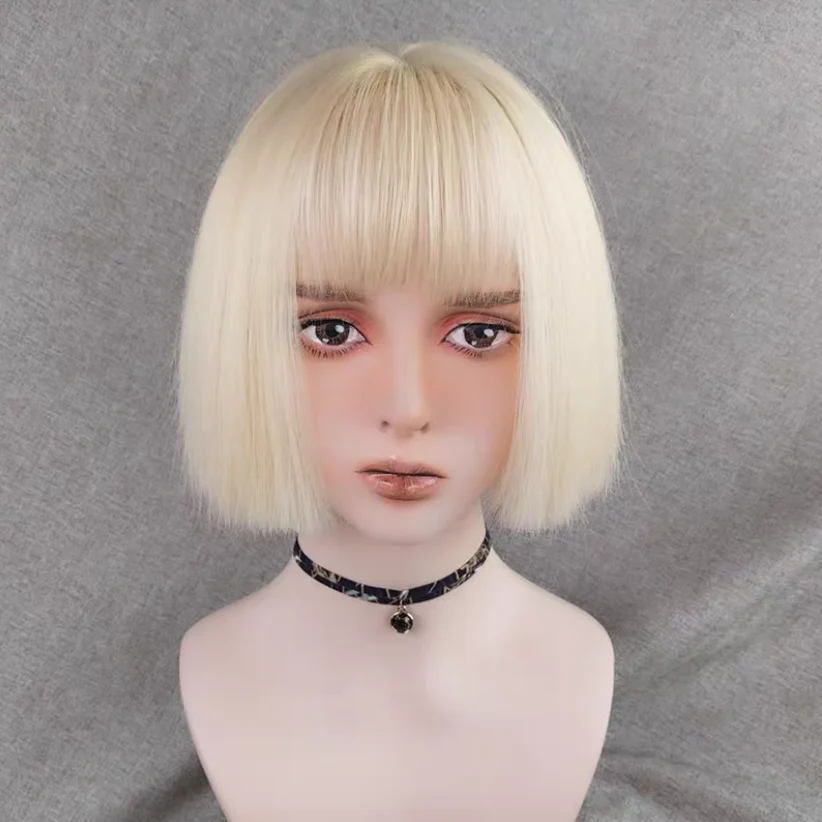 Cute platinum blonde short straight hair HA0415 - Image 5