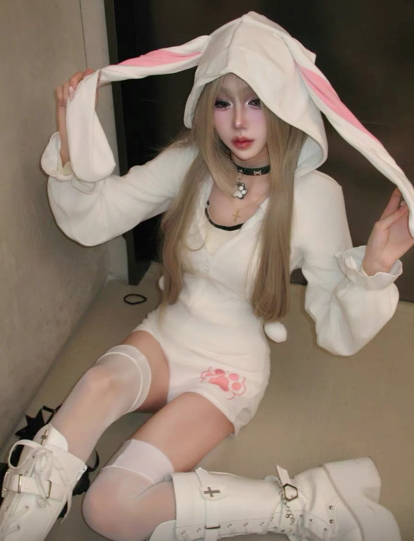 Cute Plush Bunny jumpsuit HA2860 - Image 4
