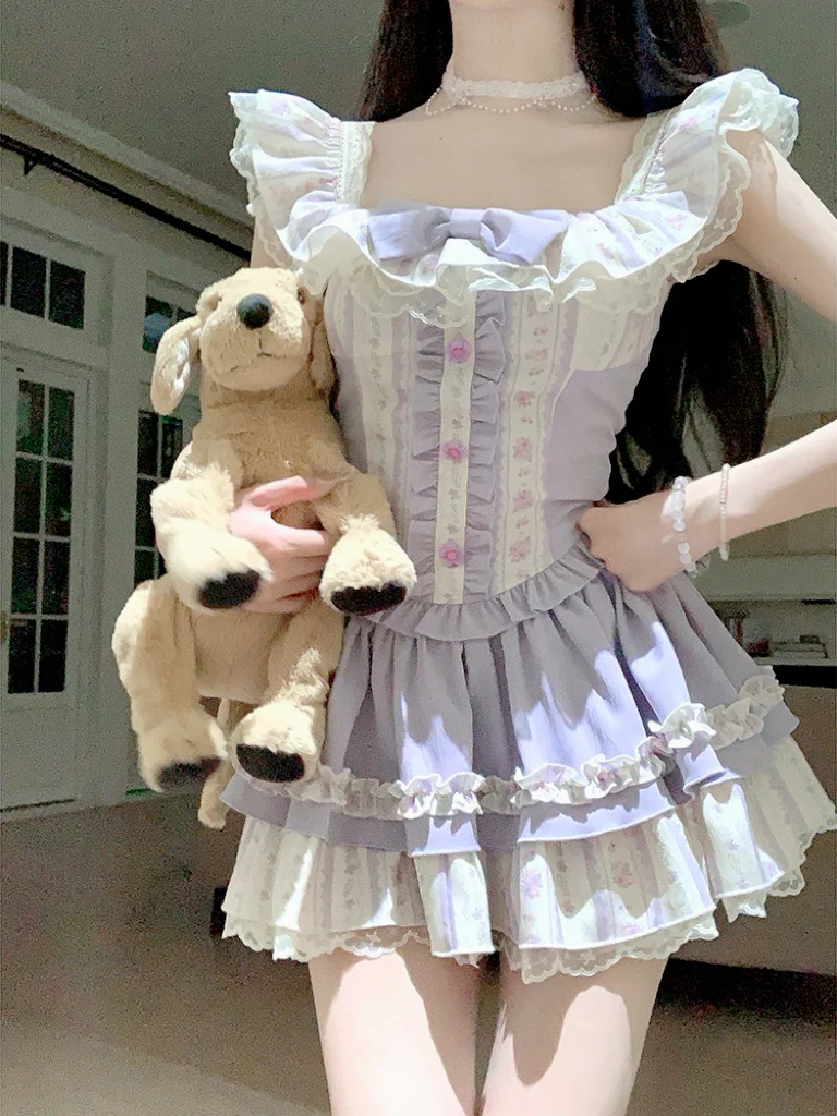 Cute purple cake skirt suit HA2605 - Image 4