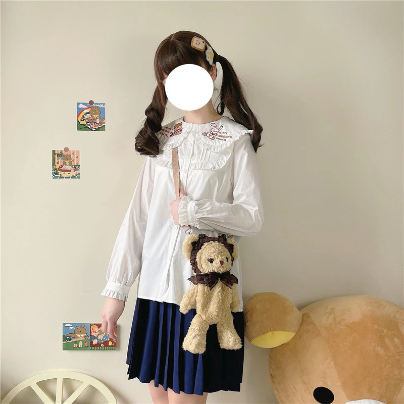 Cute rabbit ears collar shirt   HA1096 - Image 2