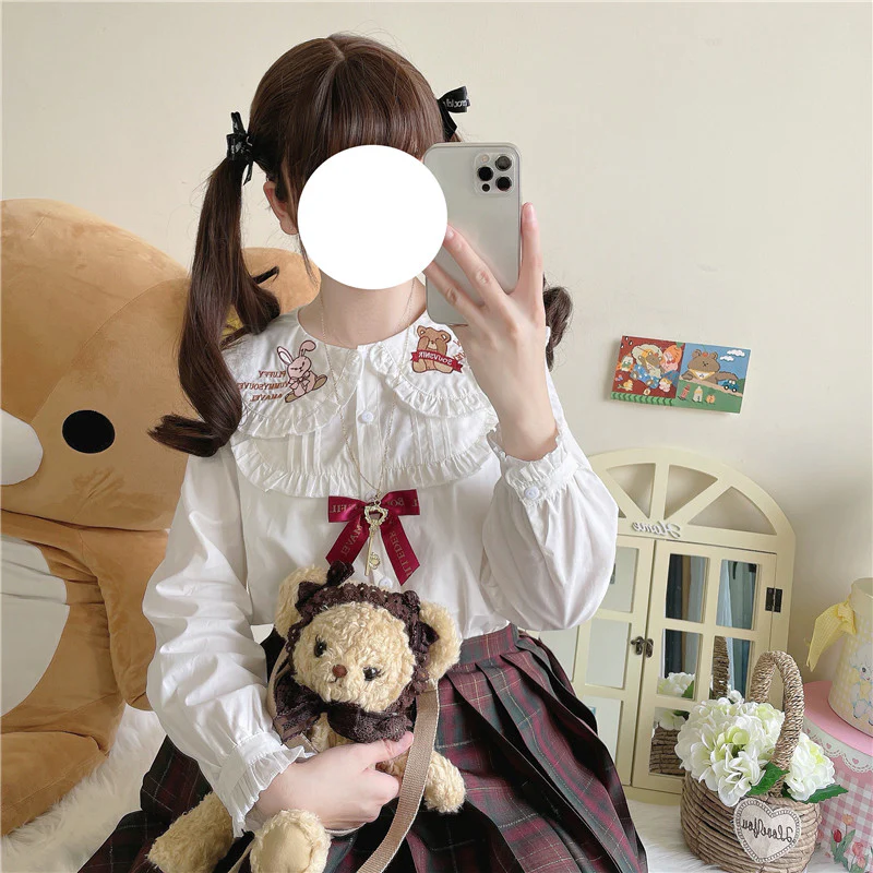 Cute rabbit ears collar shirt   HA1096 - Image 3