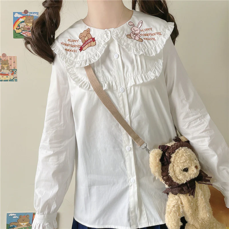 Cute rabbit ears collar shirt   HA1096 - Image 4