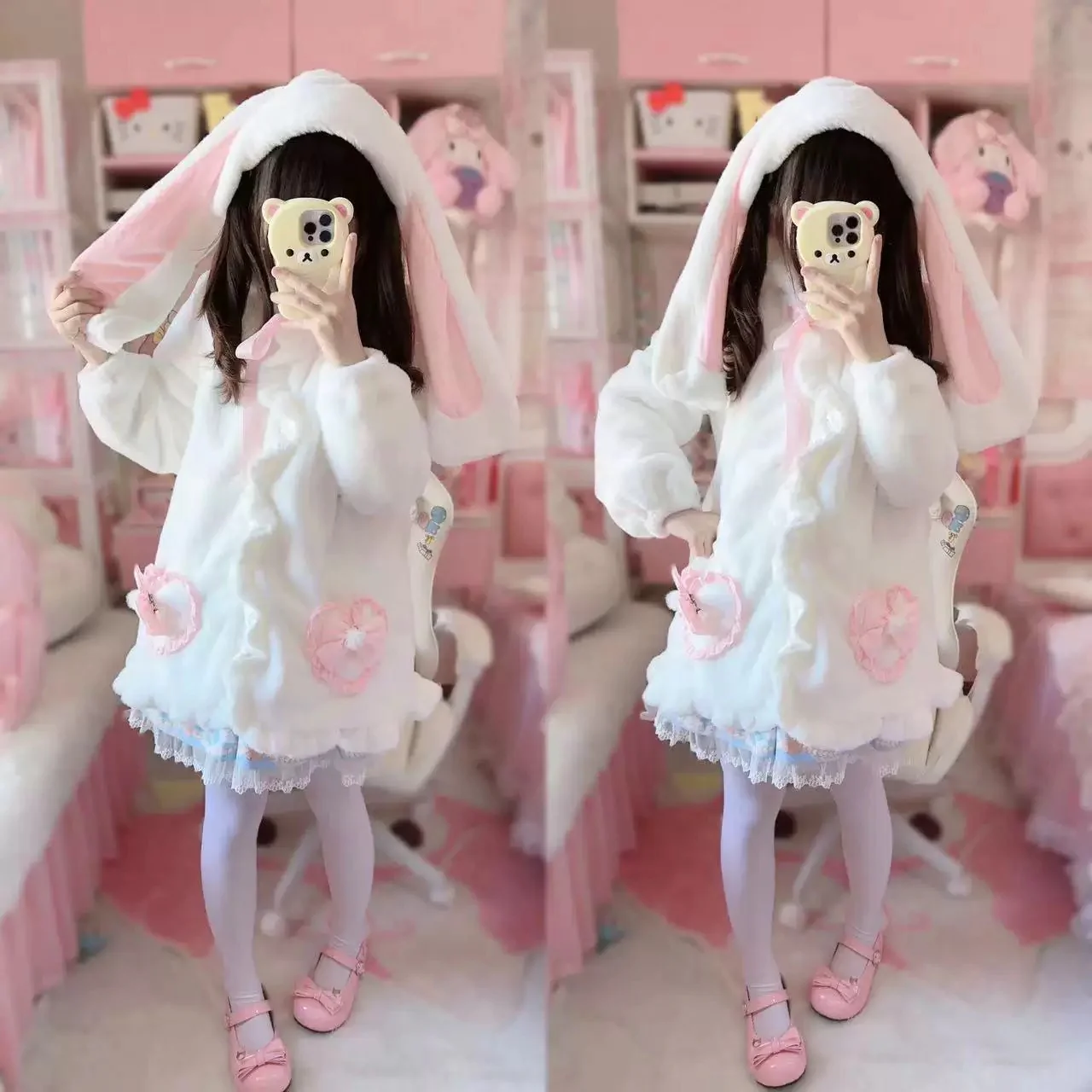 Cute rabbit ears plush coat HA2760 - Image 3
