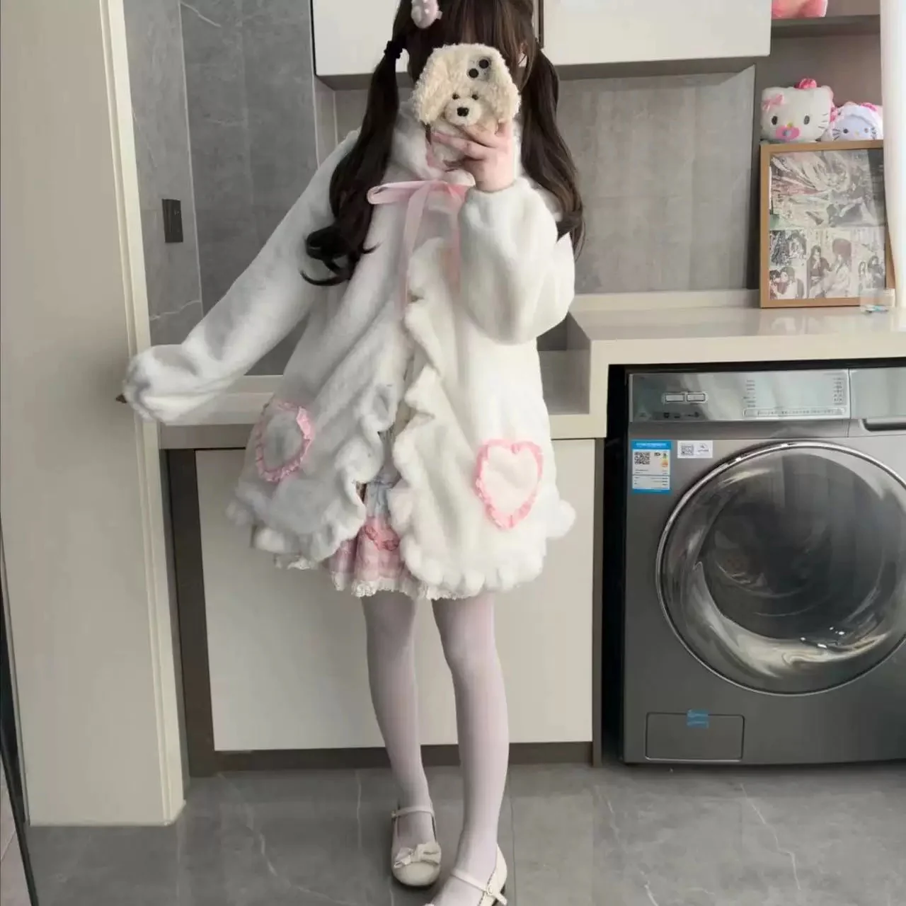 Cute rabbit ears plush coat HA2760 - Image 7