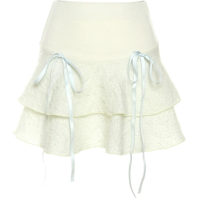 Cute soft girl cream color high waist skirt   HA1877 - Image 5