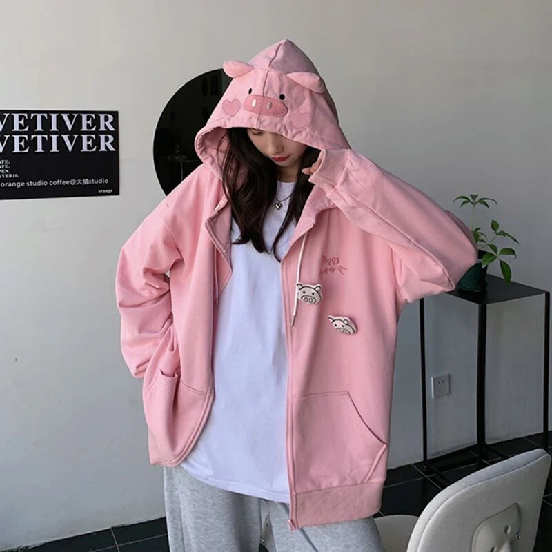 Cute sweet and cool piggy hoodie   HA1107 - Image 3