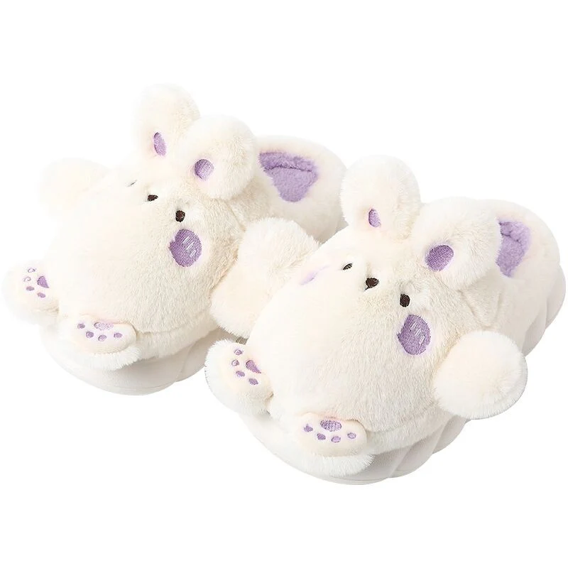 Cute Thick-soled Warm Fur Slippers   HA1348 - Image 4