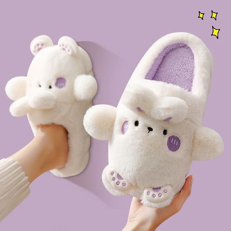 Cute Thick-soled Warm Fur Slippers   HA1348 - Image 5