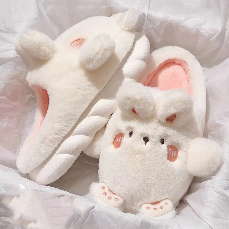 Cute Thick-soled Warm Fur Slippers   HA1348 - Image 6