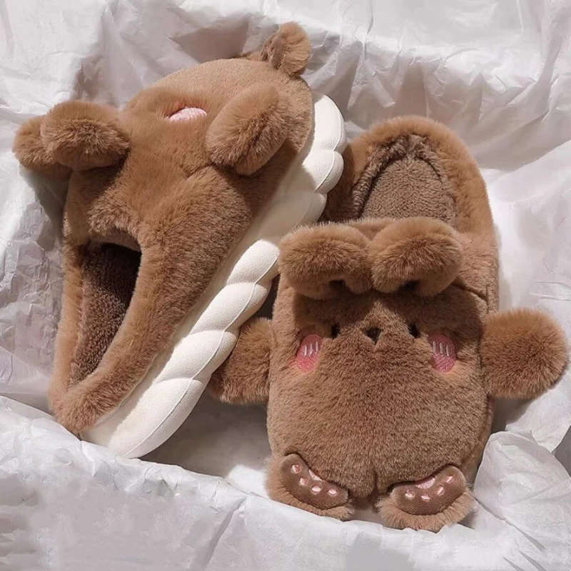 Cute Thick-soled Warm Fur Slippers   HA1348 - Image 7