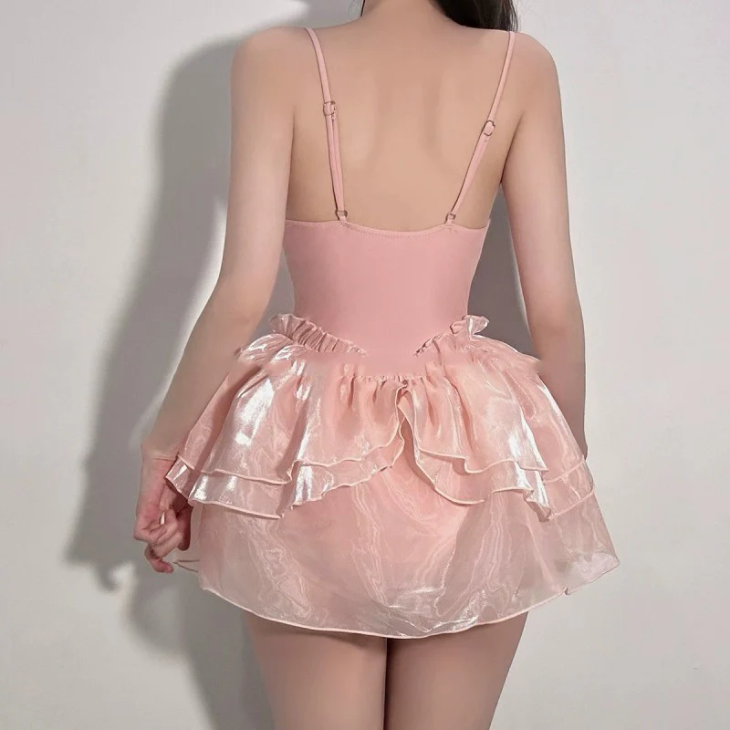 Cute Underwire Peach Pink One-Piece Swimsuit   HA2012 - Image 3