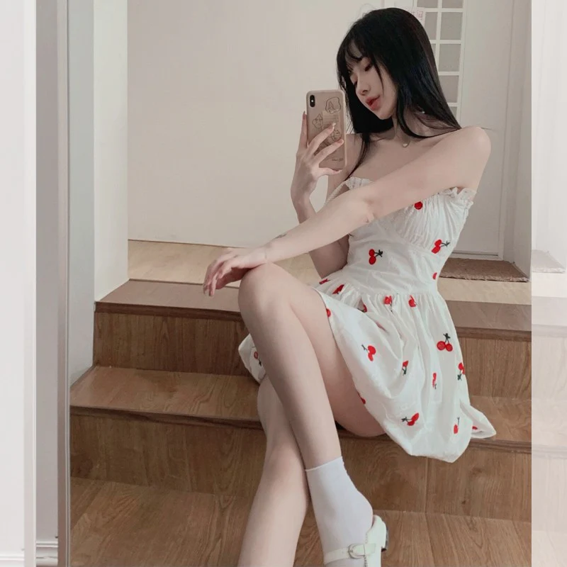 Cute Waisted Puffy Sling Dress   HA1599 - Image 4