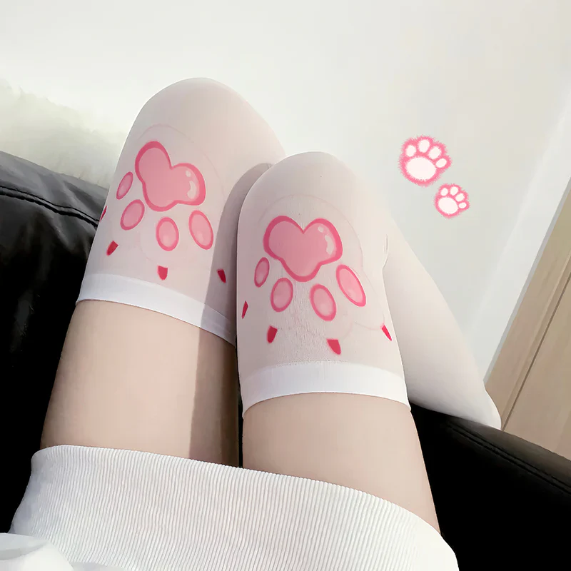 Cute White Cat Paw Stockings HA2689 - Image 3