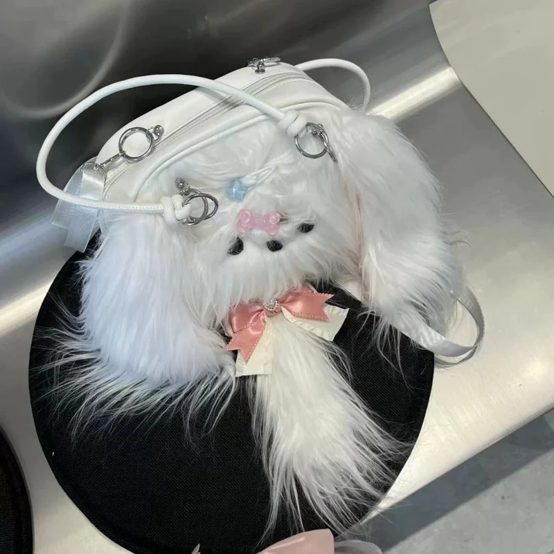 Cute White Dog Backpack   HA2033 - Image 2
