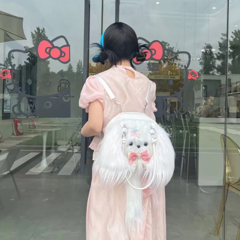 Cute White Dog Backpack   HA2033 - Image 3