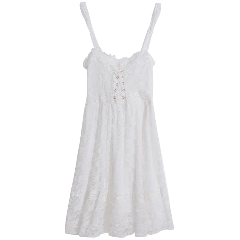 Cute white lace bow dress   HA0399 - Image 5