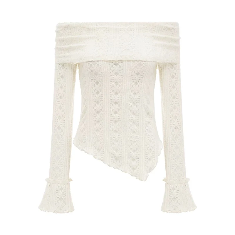 Cutout Off-Shoulder Knit Long-Sleeved T-Shirt HA2968 - Image 4