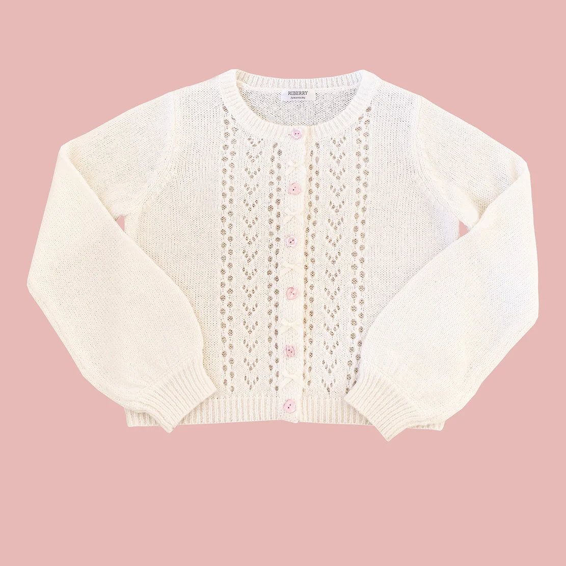 Cutout Pink Floral Knit Cardigan HA1119 - Image 5