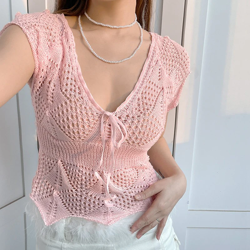 CUTOUT WOOL KNIT T-SHIRT   HA1551 - Image 2