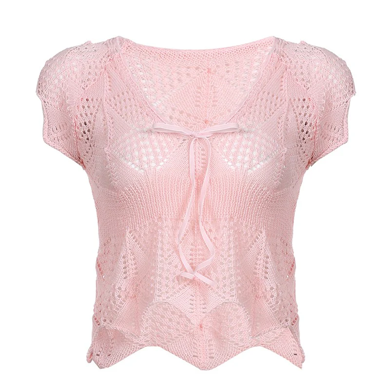CUTOUT WOOL KNIT T-SHIRT   HA1551 - Image 5