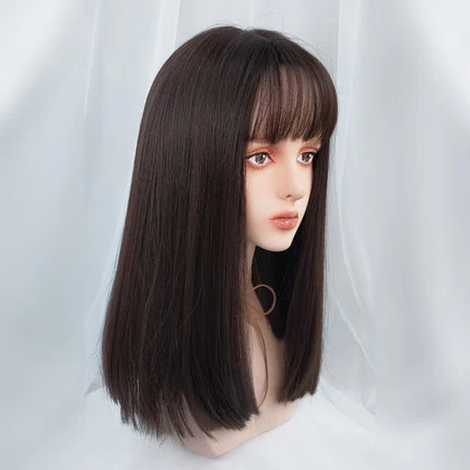 Daily comic bangs black brown long straight hair  HA00143 - Image 3