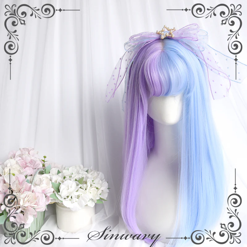 Daily fantasy blue and purple long straight hair  HA0154 - Image 2