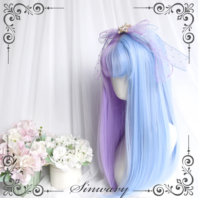 Daily fantasy blue and purple long straight hair  HA0154 - Image 3