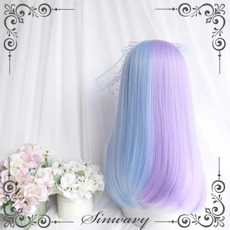 Daily fantasy blue and purple long straight hair  HA0154 - Image 4