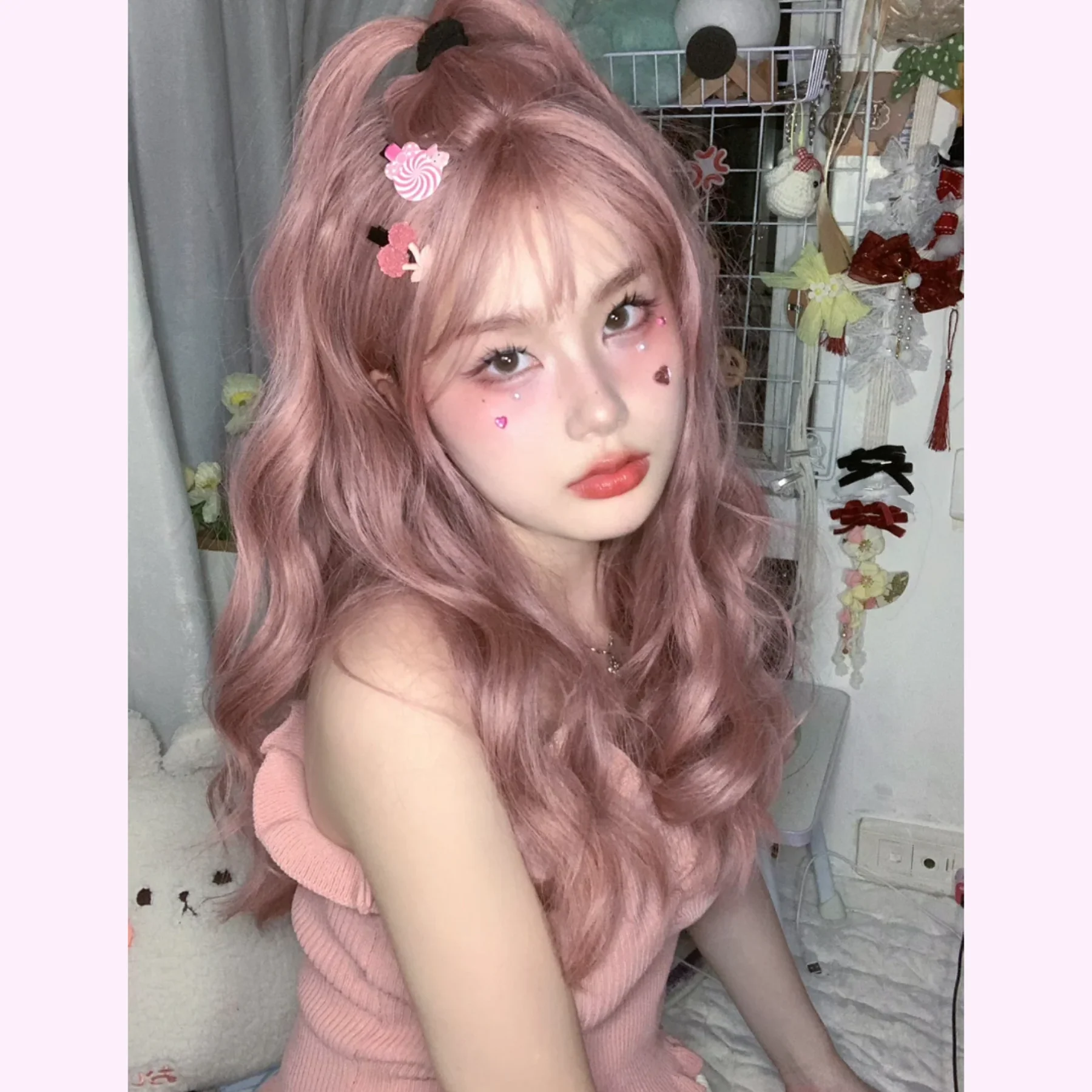 Daily gray pink long curly hair HA1654 - Image 2