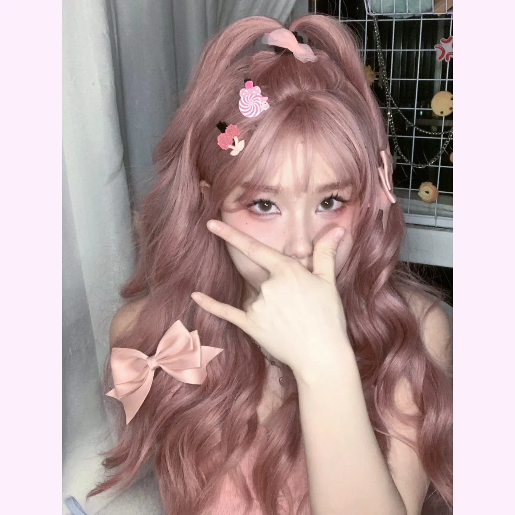 Daily gray pink long curly hair HA1654 - Image 3