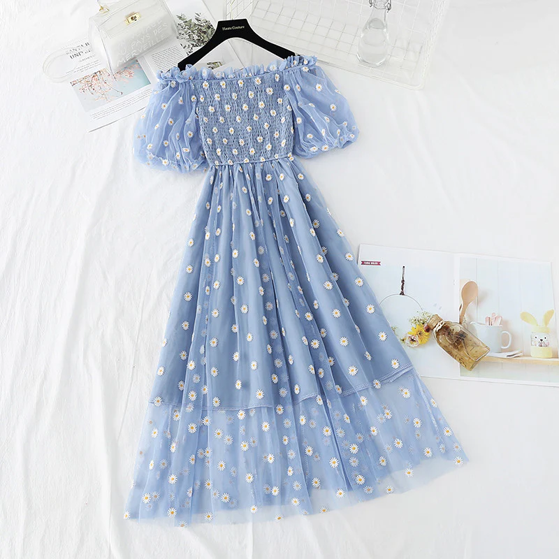 Daisy Embroidered Mesh Dress  HA0791 - Image 3