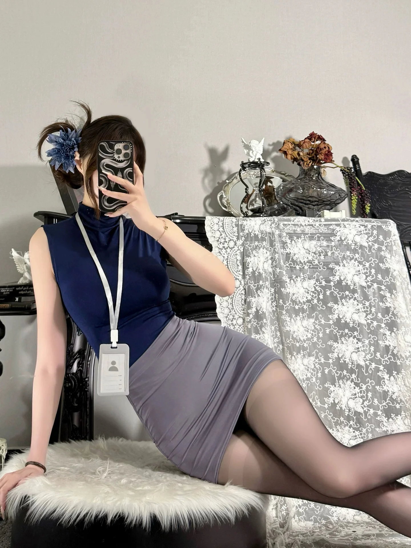 Dark blue gray uniform suit HA3005 - Image 3