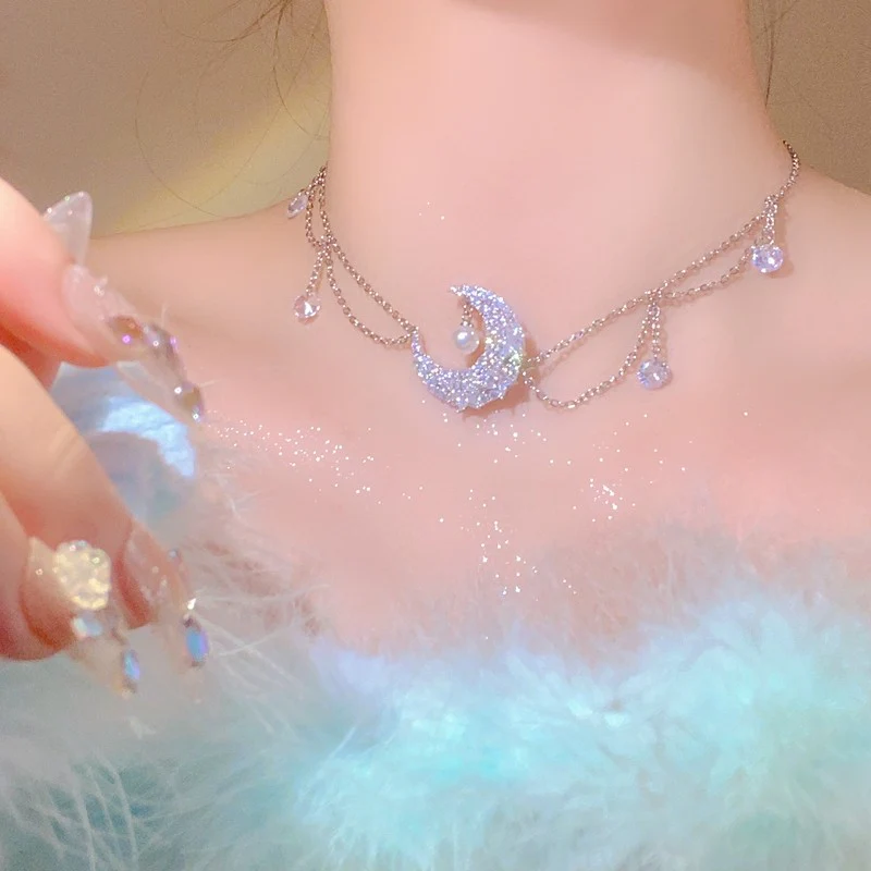 Diamond Moon Clavicle Chain   HA1722 - Image 3