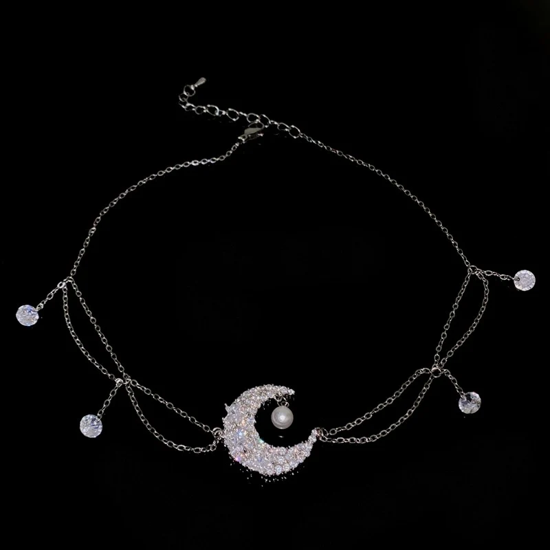 Diamond Moon Clavicle Chain   HA1722 - Image 4