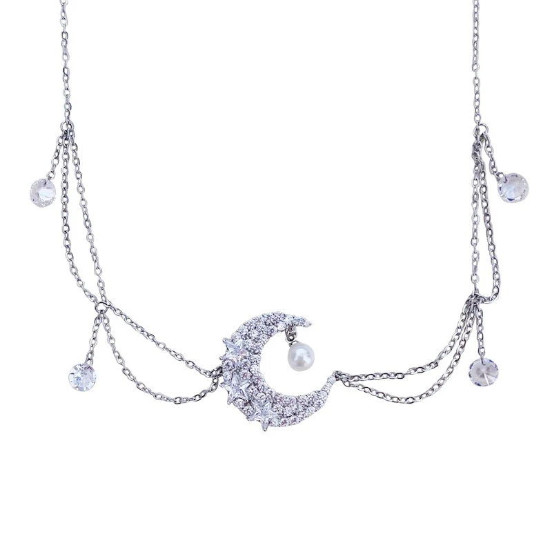 Diamond Moon Clavicle Chain   HA1722 - Image 5