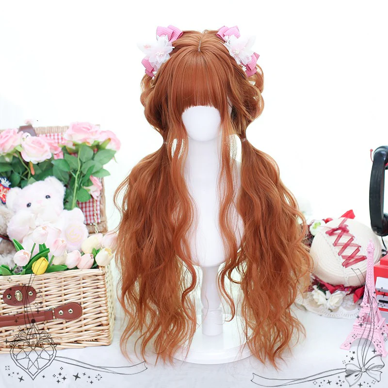 Dirty orange long curly wig HA1834 - Image 2