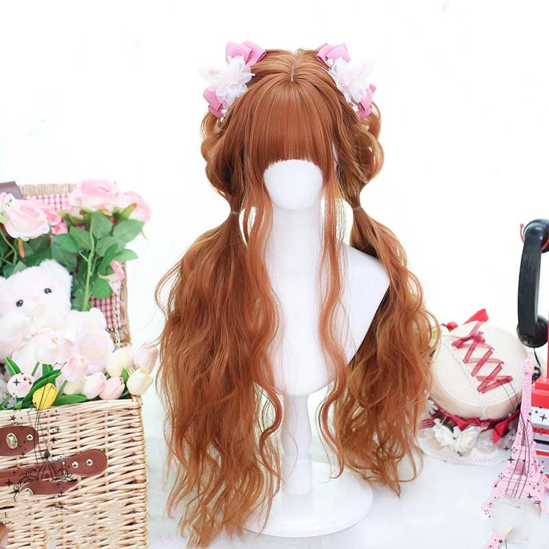 Dirty orange long curly wig HA1834 - Image 3