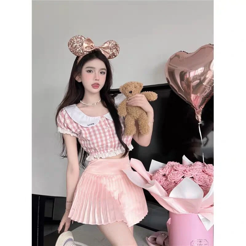 Doll collar plaid shirt   HA2167 - Image 3