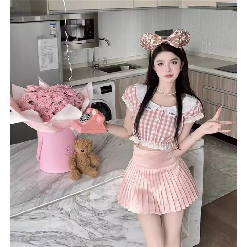 Doll collar plaid shirt   HA2167 - Image 4